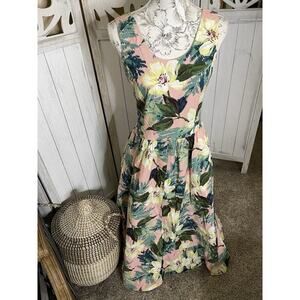 Carol Anderson California Vintage Floral Shabby Chic Smocked Back Dress Sz 9/10